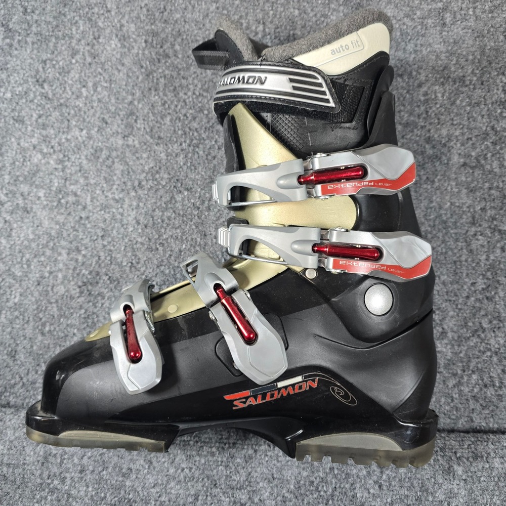 Salomon Ski Boots 23/25.5 298mm Black Gold Extended Lever Auto Fit Slick Winter